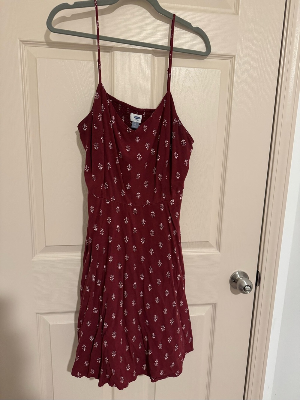 Old Navy Burgundy Mini Dress with White Floral Print